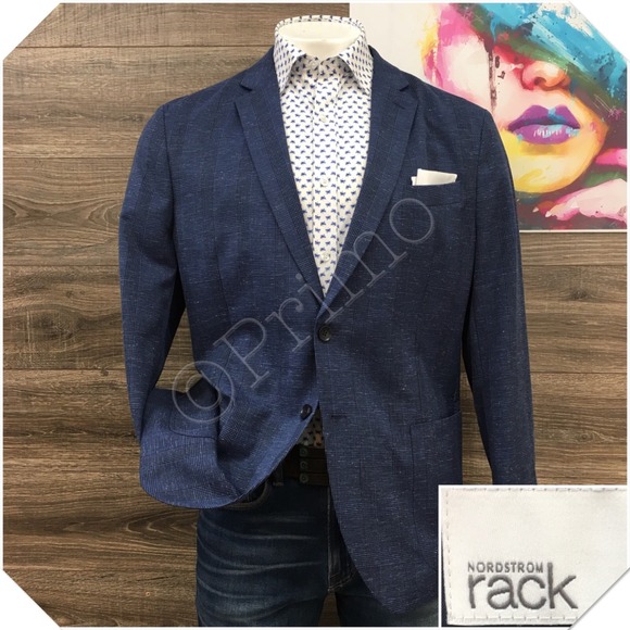 NORDSTROM Mens Blazer Sport Coat Casual Jacket Size 2XL (48R)‎ Classic Blue Suit
